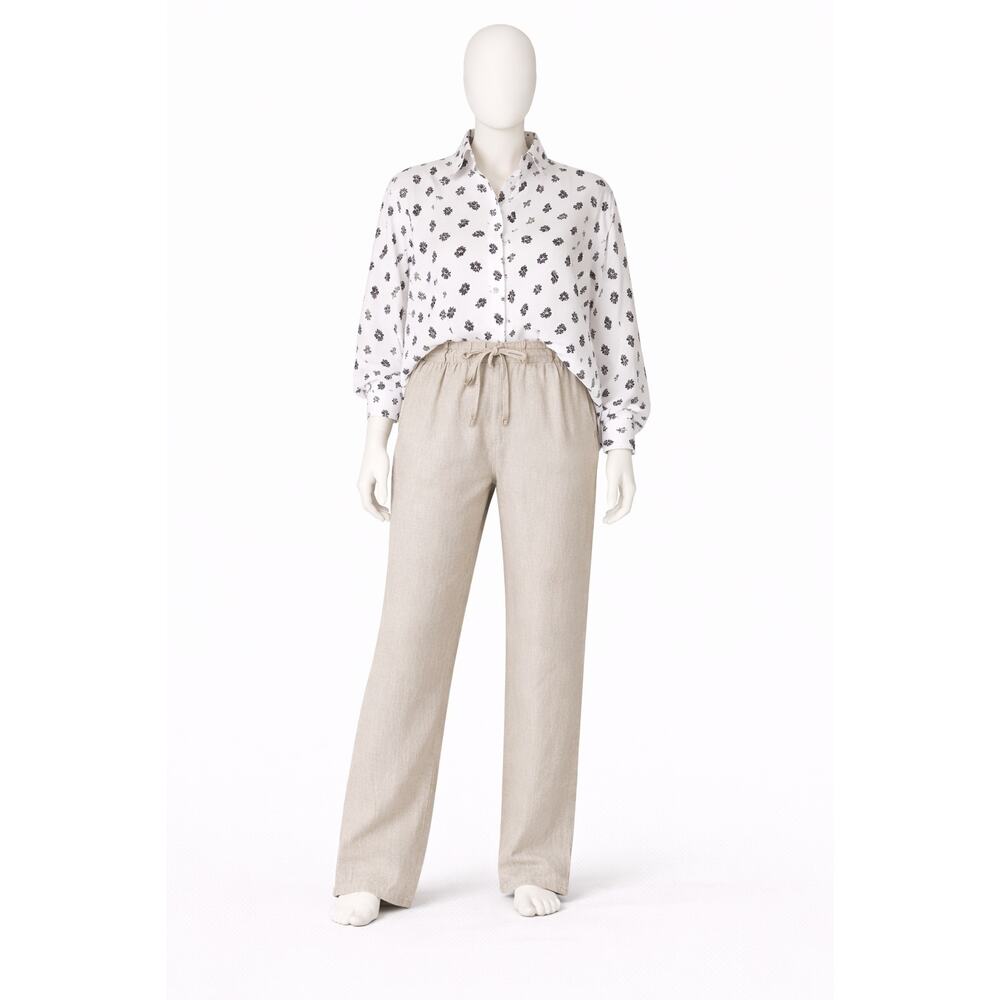 J.Jill Love Linen White Floral Button Shirt Women’s M Lightweight Summer/spring